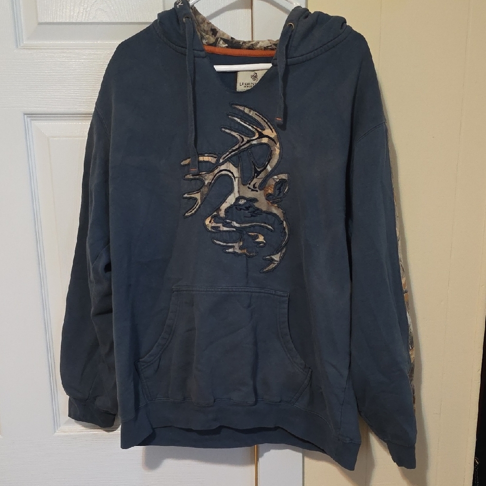 Blue Hooded Sweatshirt with Camouflage